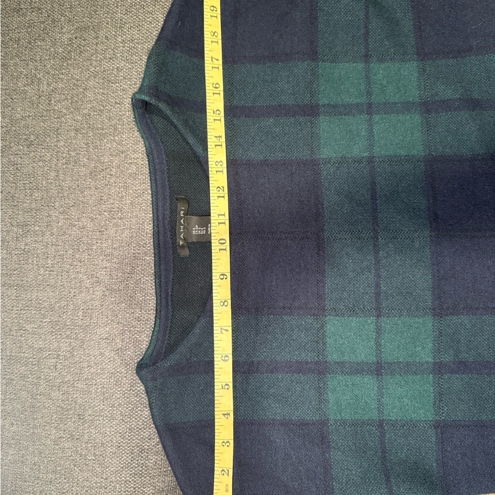 Tahari Women's Crewneck Sweater - Navy and Teal Plaid - Picture 12 of 15